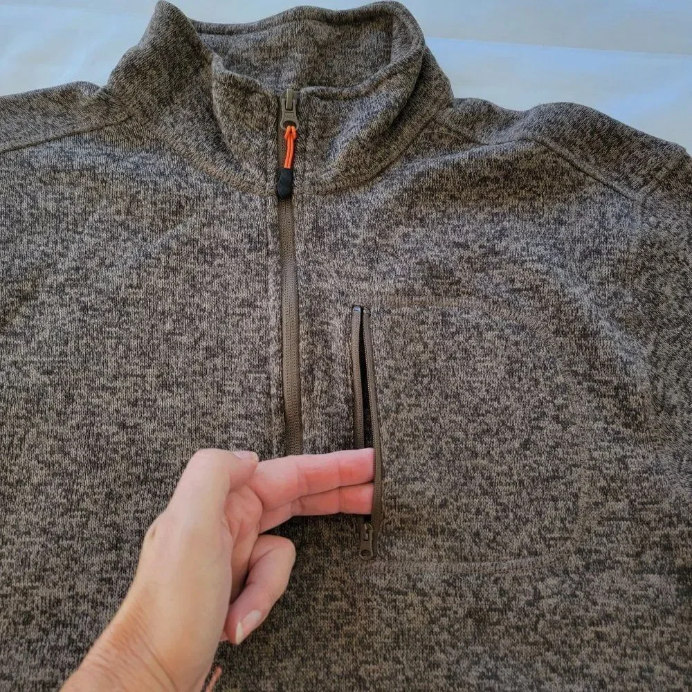 Northcrest Mock Neck Quarter Zip Shacket Mens L Shirt Jacket Brown‎ Long Sleeve
